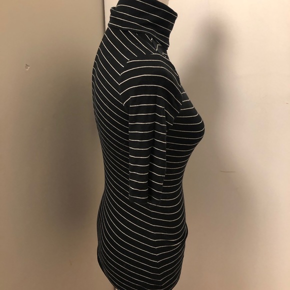 It Begins Now Black and White Striped Turtleneck - Picture 2 of 3